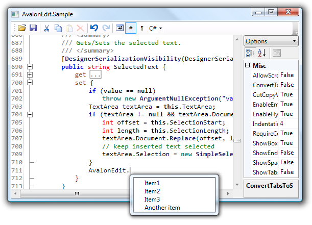 AvalonEdit Screenshot